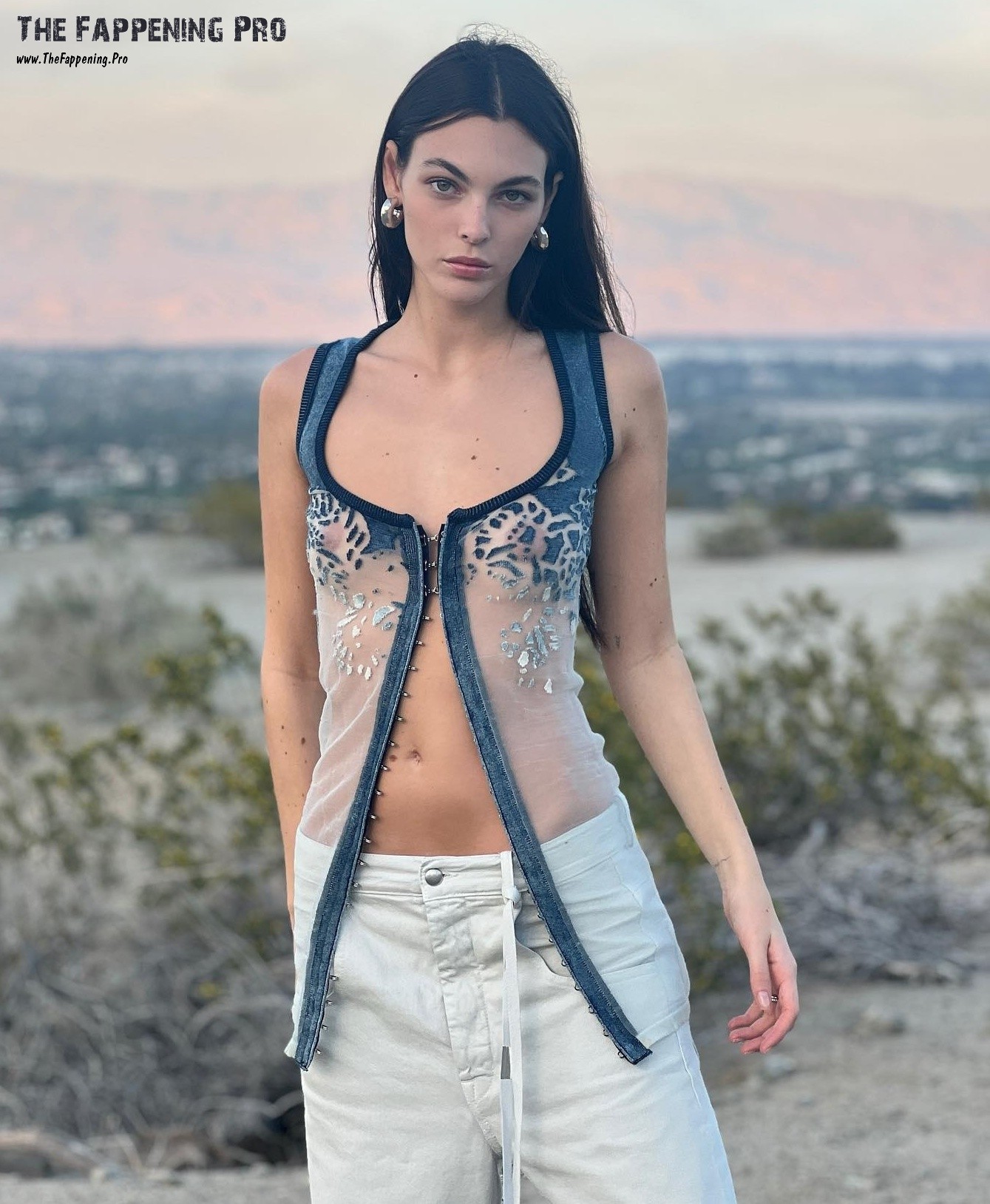 Get ready to be captivated by the stunning Italian model, Vittoria Ceretti, as she mesmerizes in a new candid photo shoot at Coachella. Dressed in a see-through top, she confidently flaunts her small yet beloved tits, causing a frenzy among her fans. The photos of Vittoria braless are nothing short of breathtaking, showcasing her natural beauty in all its glory. Don't miss out on this sensational display of elegance and allure.